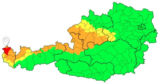 Regenwarnungen der UWZ bis einschließlich Dienstag, 31. August 2021.