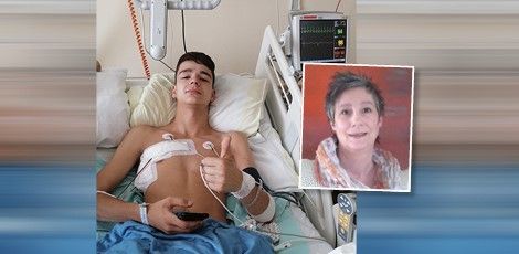 Gabriel H. wurde von einem Unbekannten mit einem Messer schwer verletzt. Seine Mutter (kl. Foto) erhielt mitten in der Nacht einen Anruf vom Notarzt.