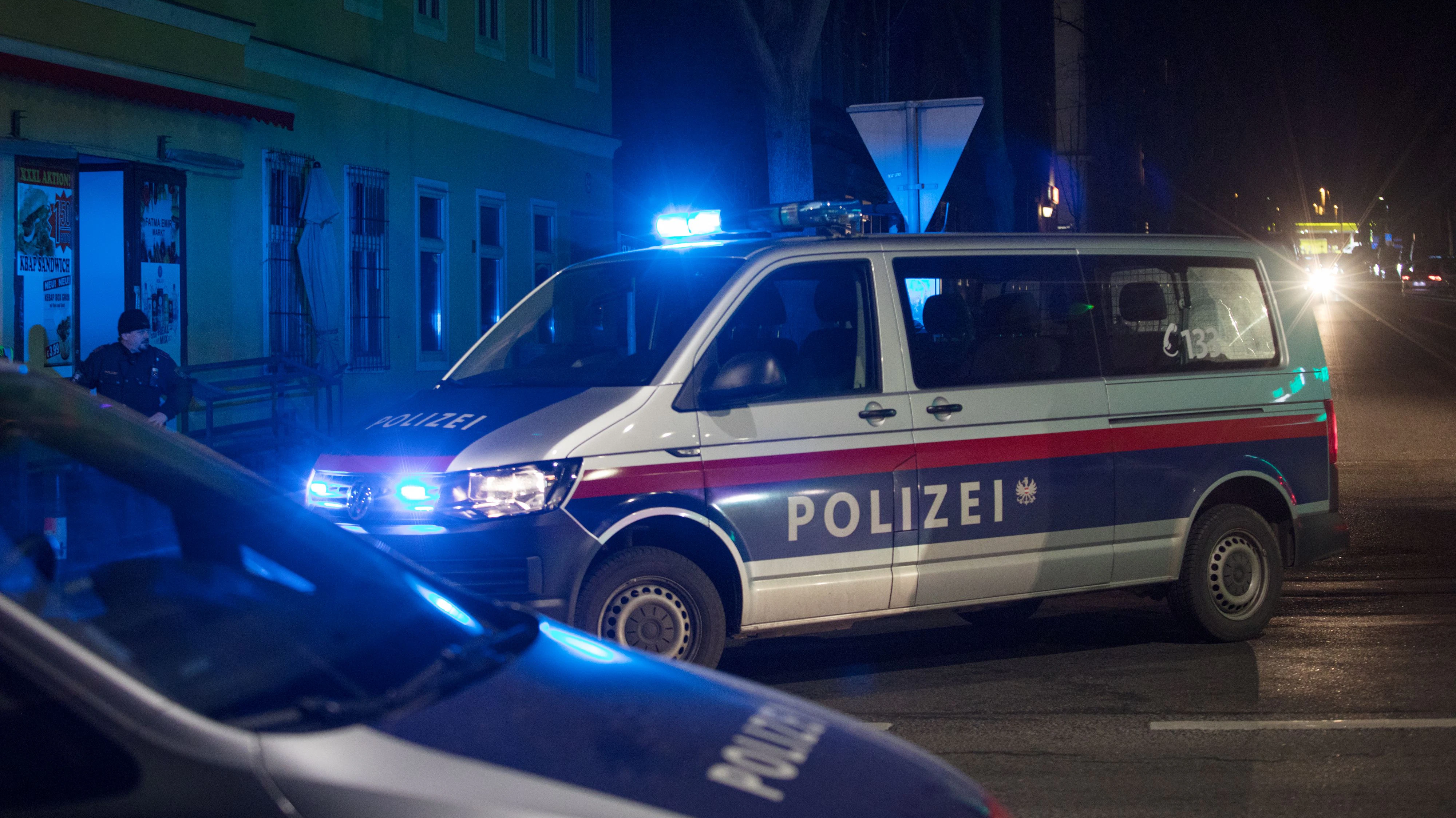 Polizeifahrzeuge mit Blaulicht. Symbolbild