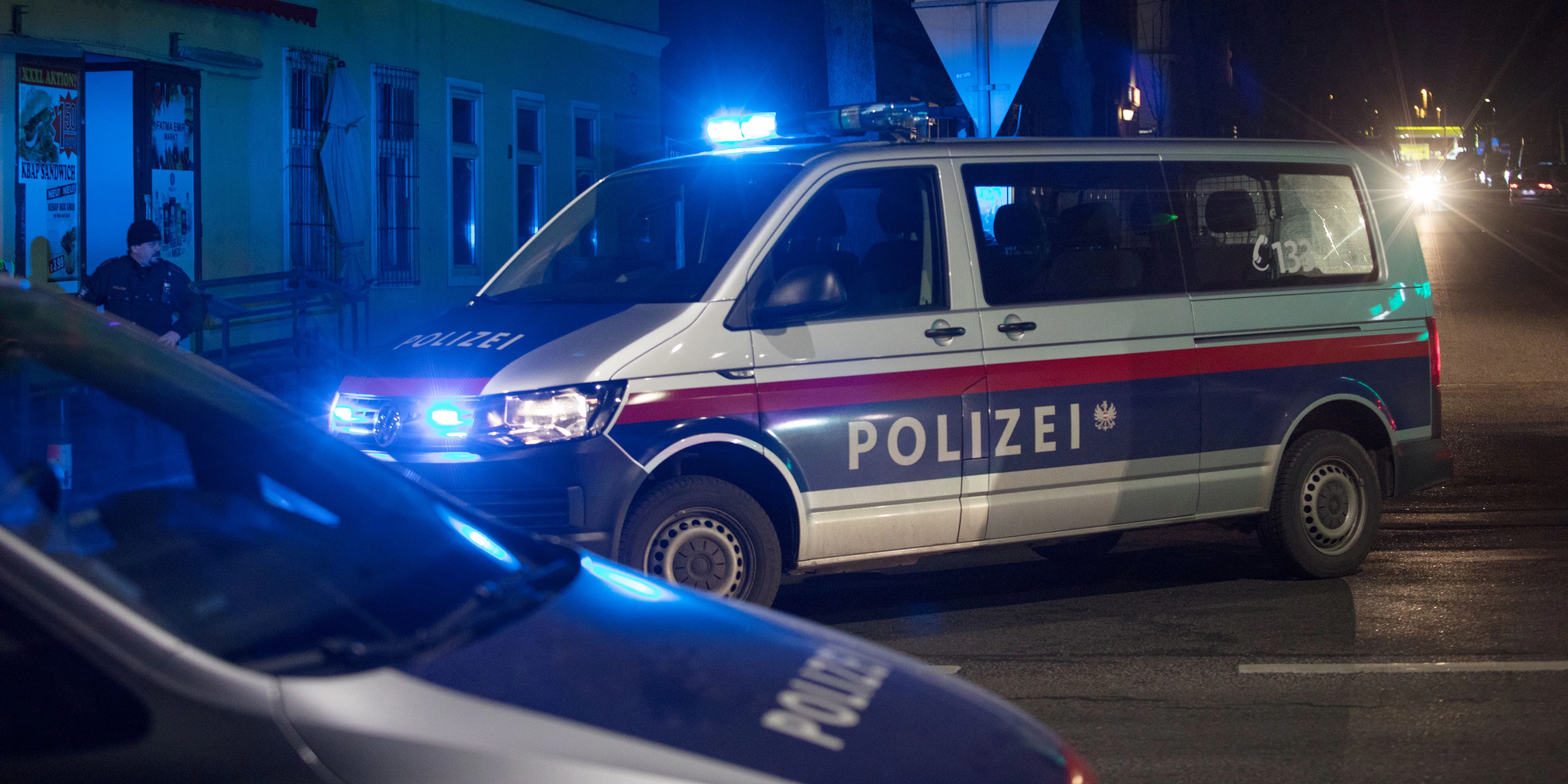 Polizeifahrzeuge mit Blaulicht. Symbolbild