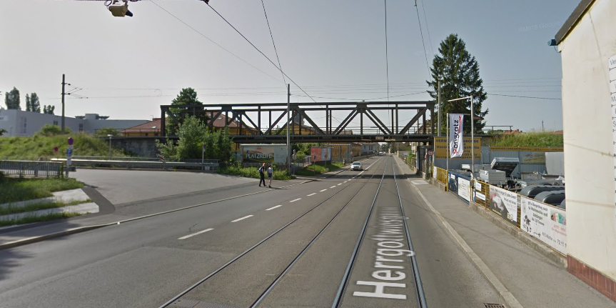 In diesem Bereich der Herrgottwiesgasse  ereignete sich er Unfall.