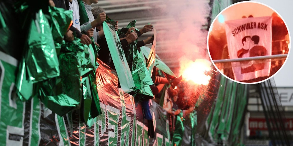 Ried-Fans präsentierten ein homophobes Plakat, das den LASK beleidigen sollte.