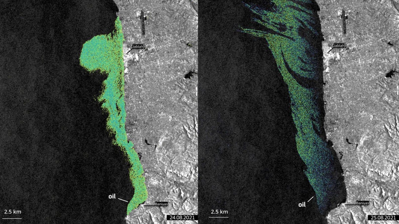 Dieses Satellitenbild zeigt die Ölpest am 25 August.&nbsp;