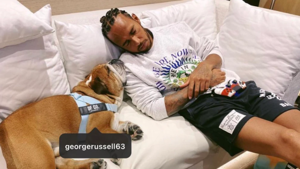 Hamilton mit Hund Roscoe