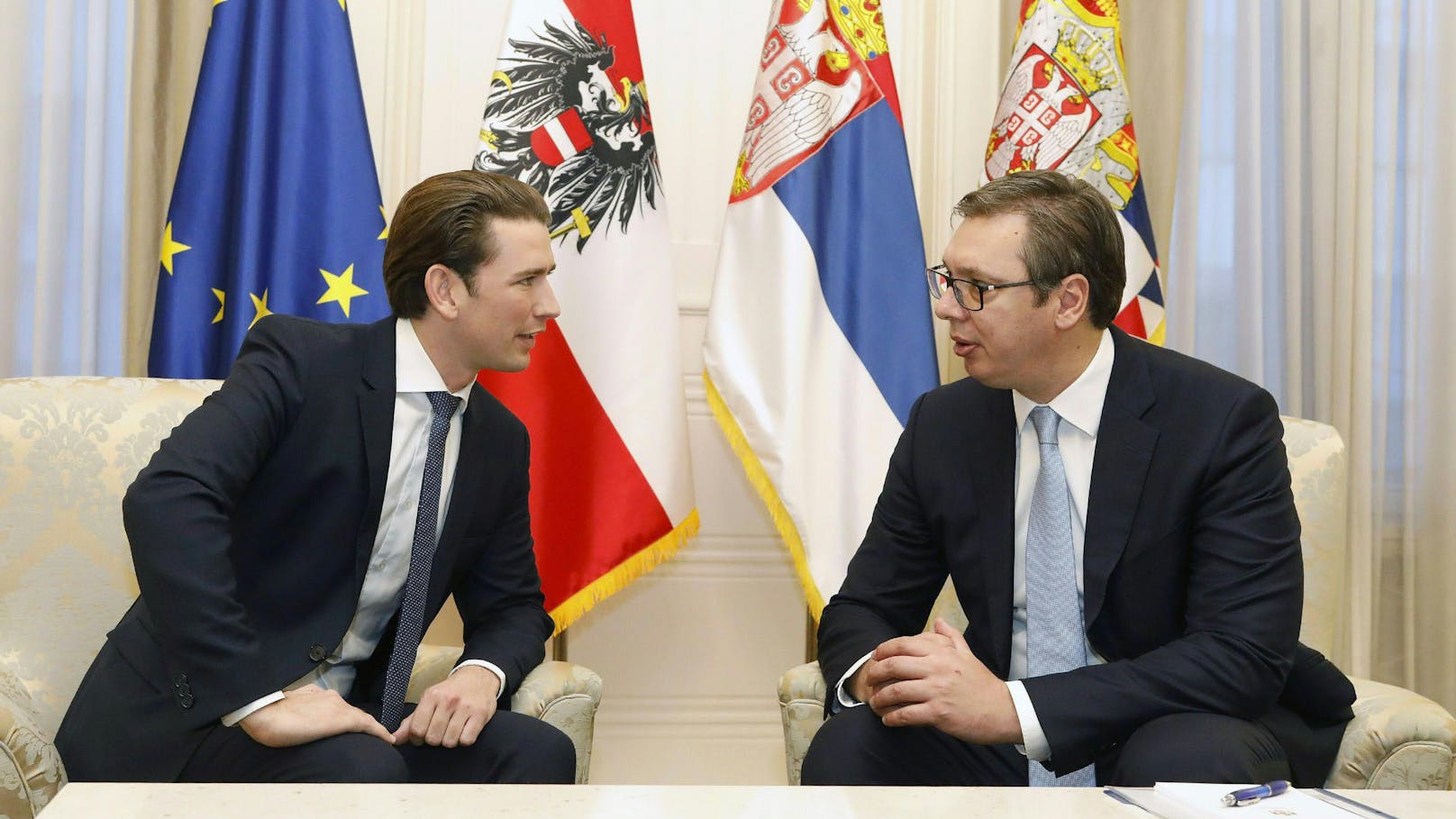 Kanzler Kurz mit Serbien Präsident bei einem früheren Treffen.&nbsp;