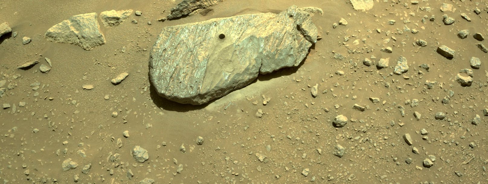 Aus diesem Stein wurde die Probe gebohrt.