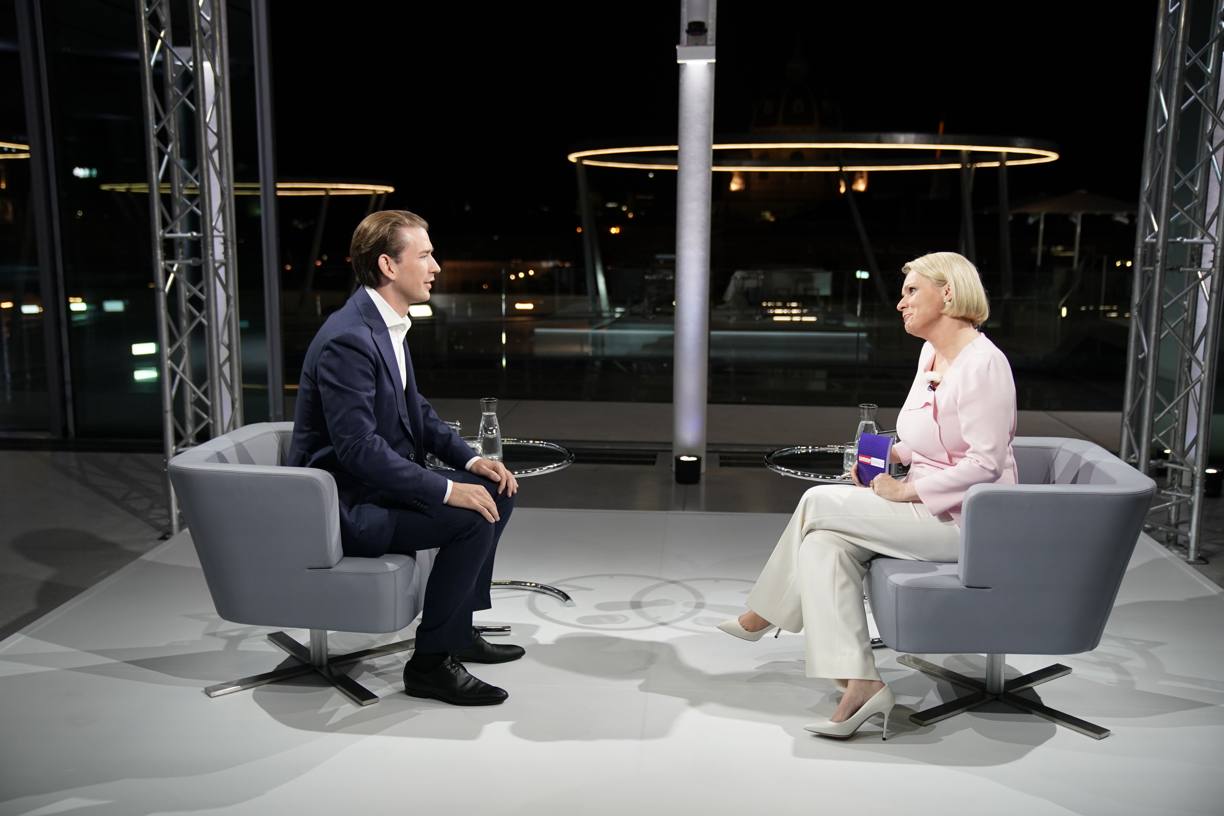 Bundeskanzler Sebastian Kurz (ÖVP) beim ORF-Sommergespräch am 06.09.2021