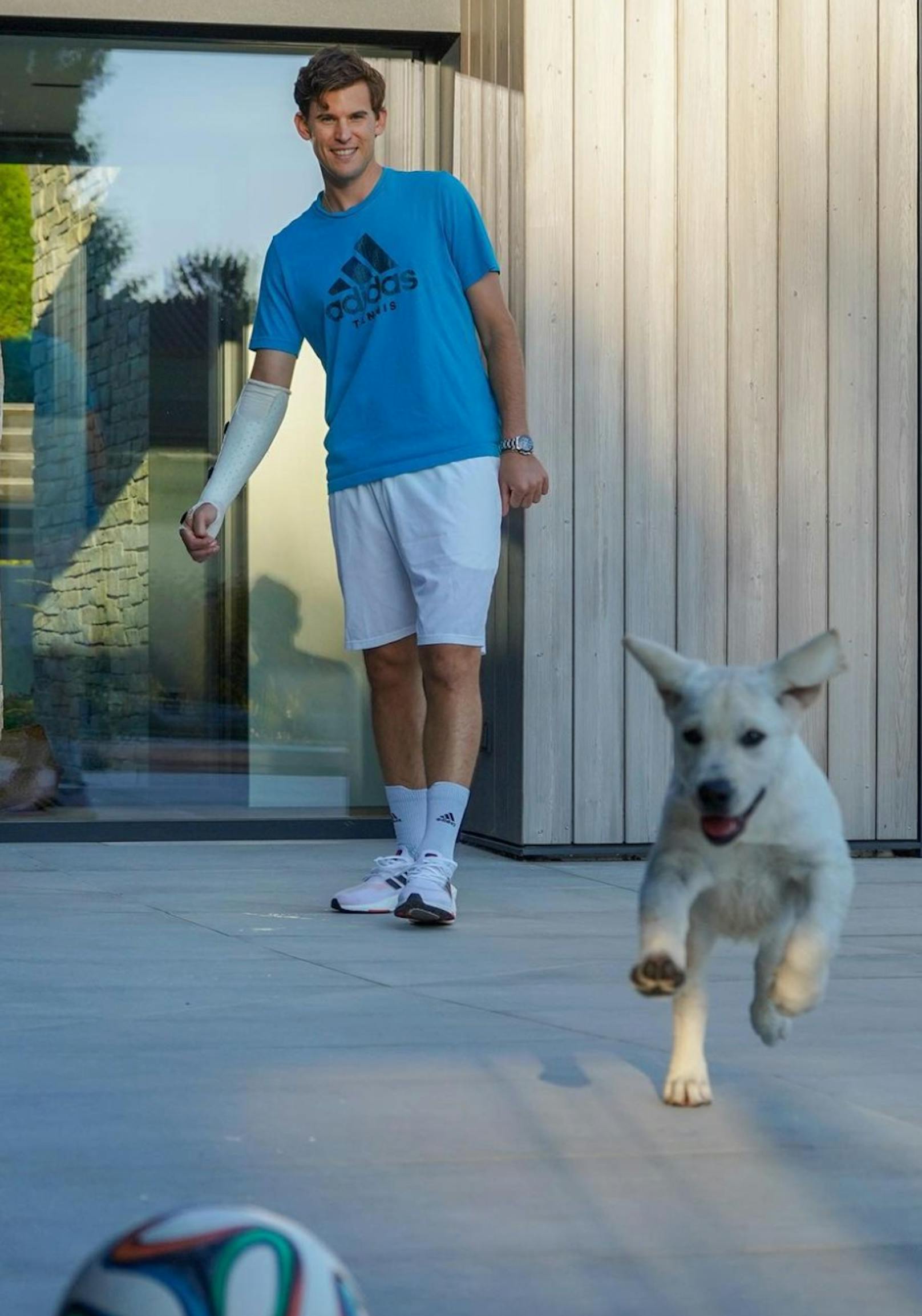 Dominic Thiem und sein Hund teilen eine gemeinsame Leidenschaft: den Ball.