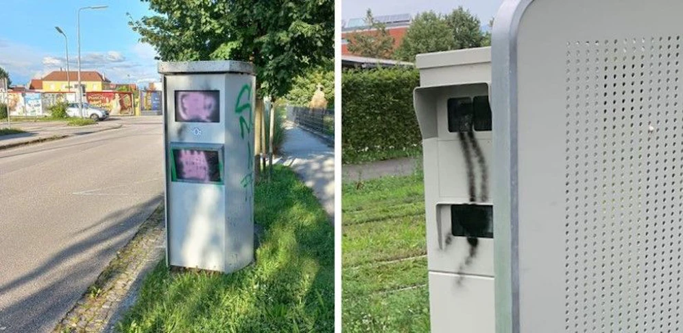 Zwei Radarboxen wurden im Großraum Linz von Vandalen beschmiert.