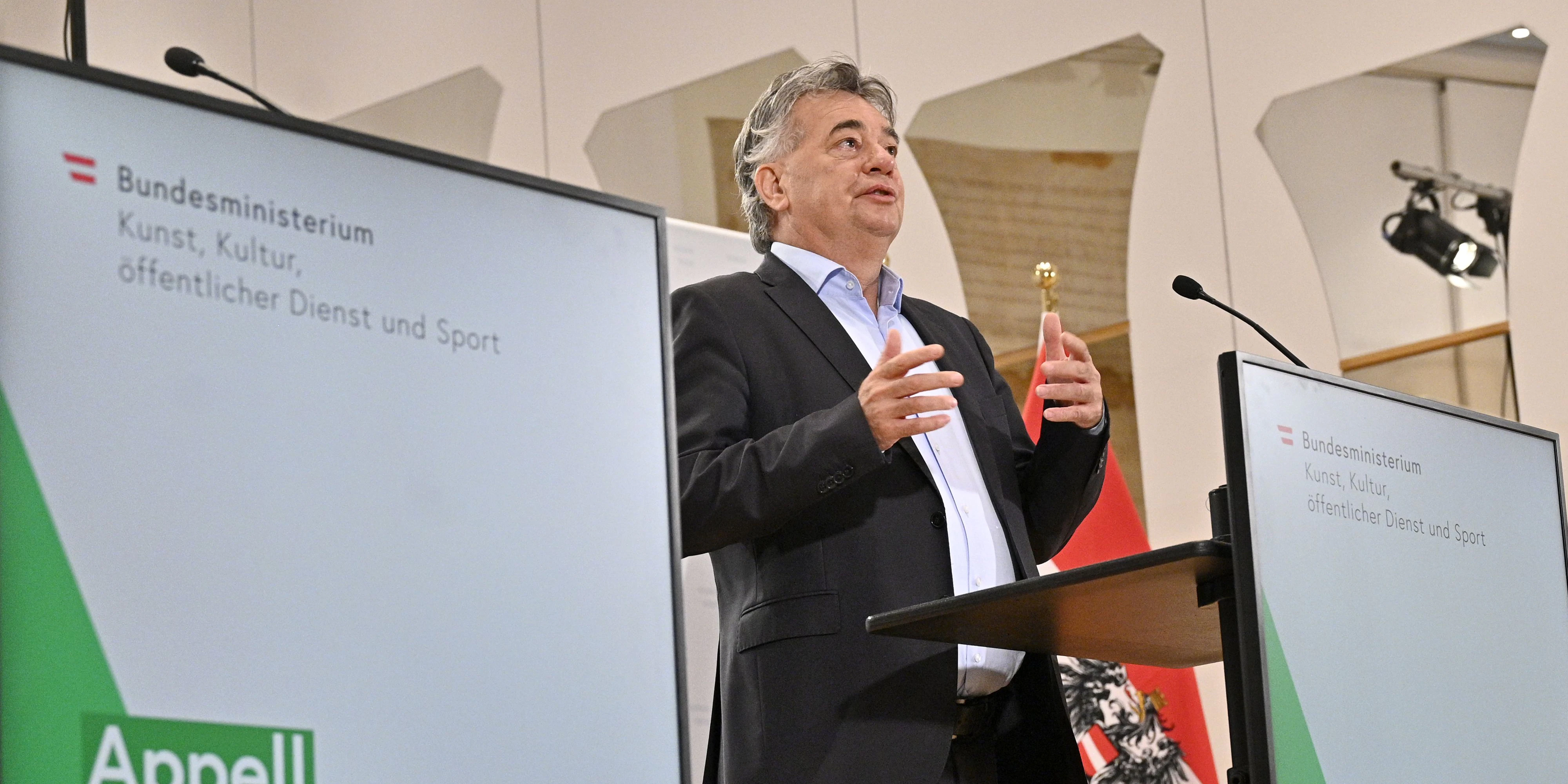 Vizekanzler Werner Kogler beim Appell der Wirtschaft am 7. September 2021.