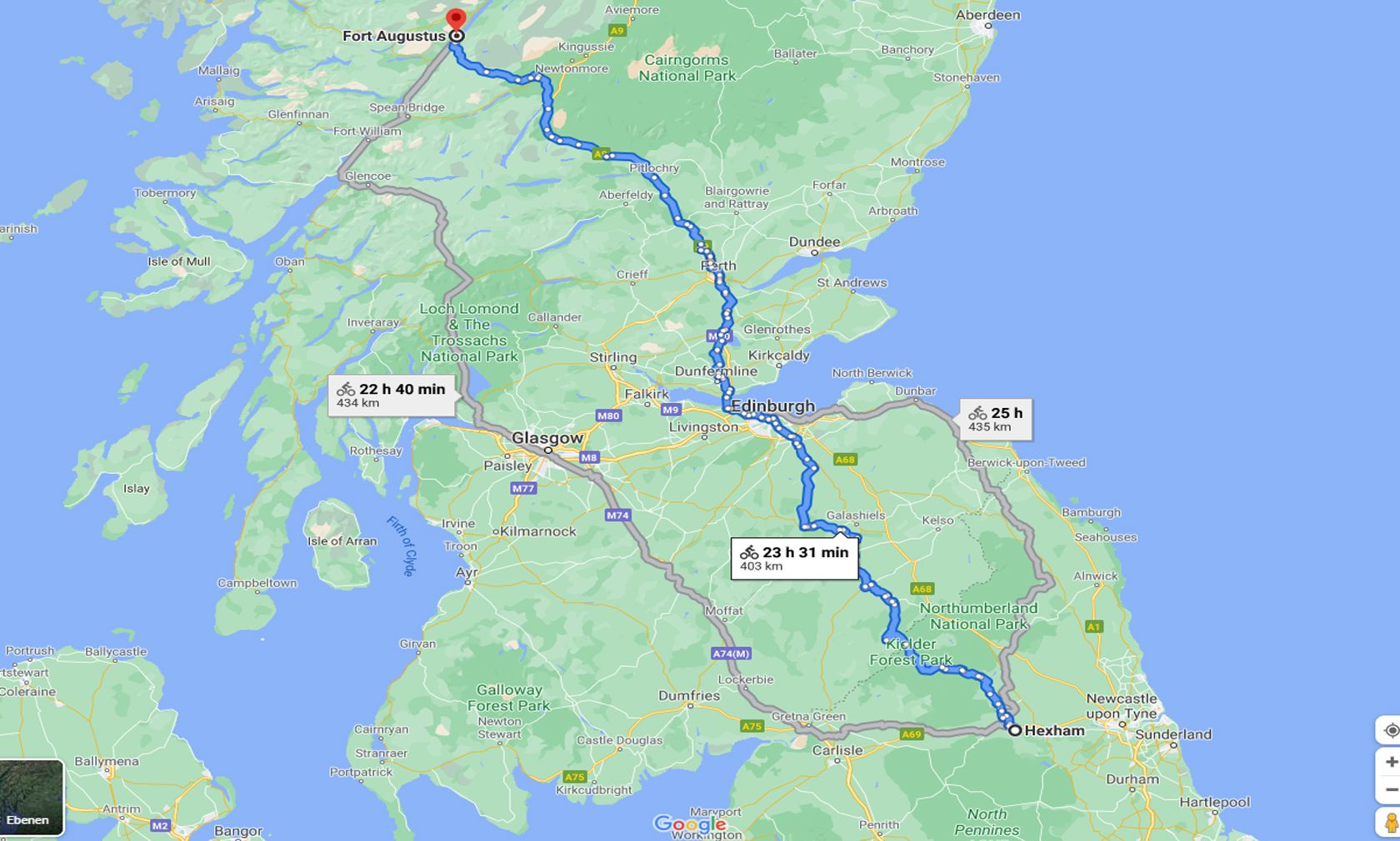 Hier sieht man Dotchkins Reiseroute. 