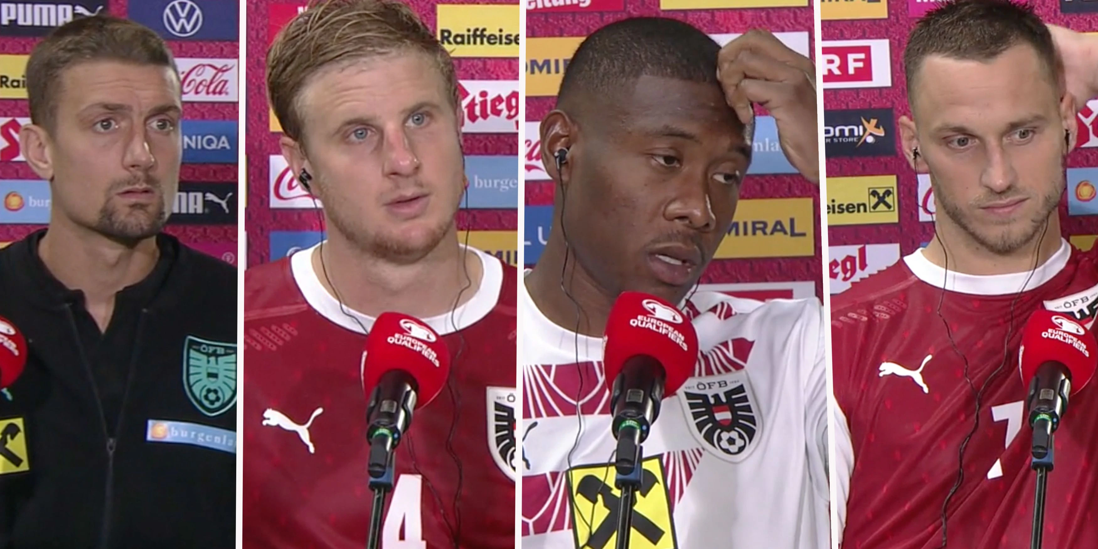 Stefan Ilsanker, Martin Hinteregger, David Alaba und Marko Arnautovic.