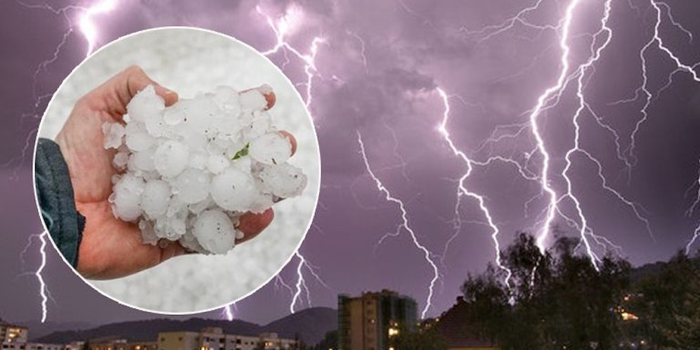 Ein Hagel-Gewitter zieht über Österreich