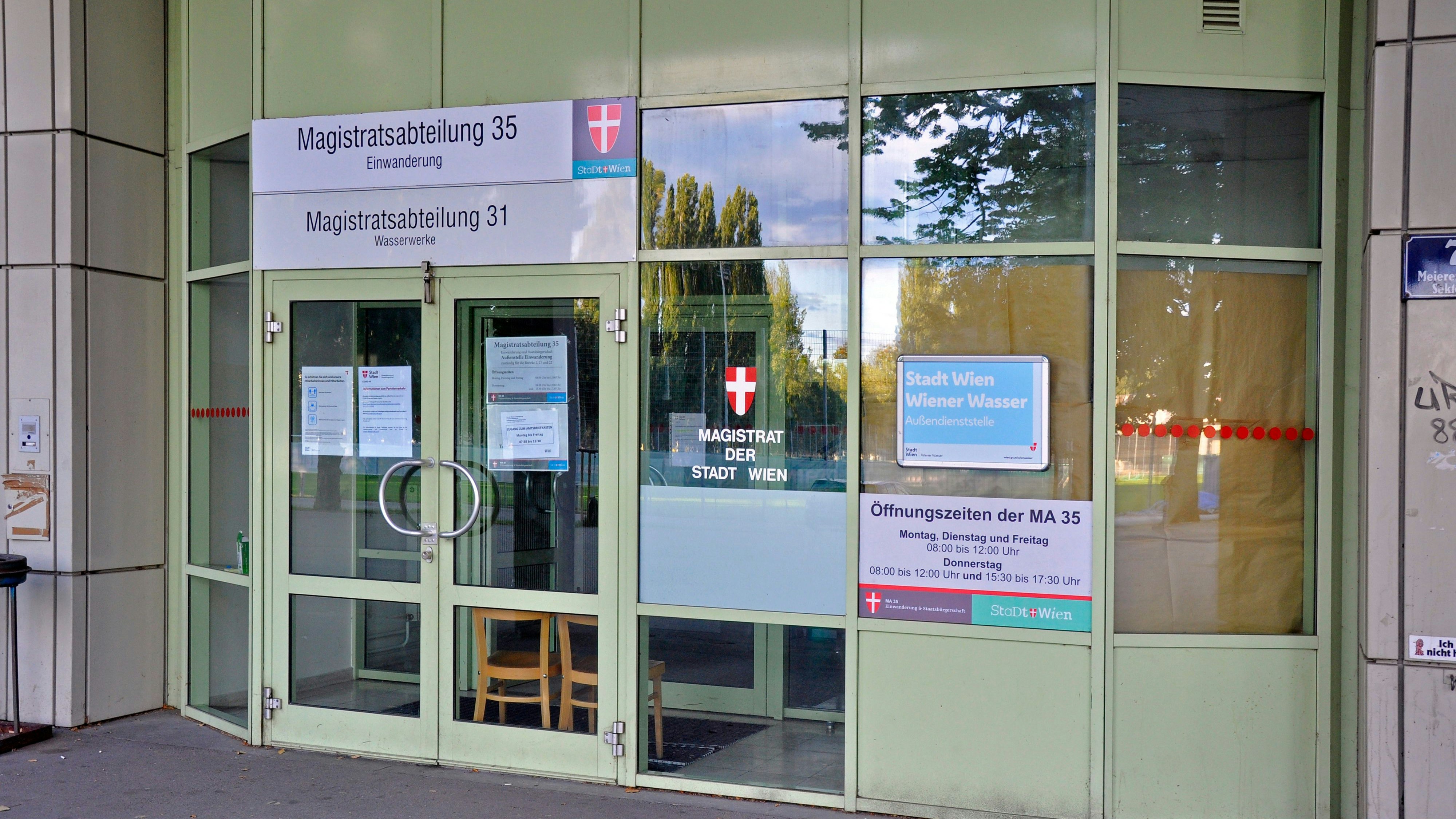 Eine Außendienststelle der MA 35 in Wien