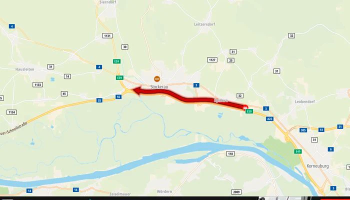 Auch Stunden nach dem Crash staut es sich auf der A22 bei Stockerau (Aktuelle Staukarte von 08:40 Uhr)