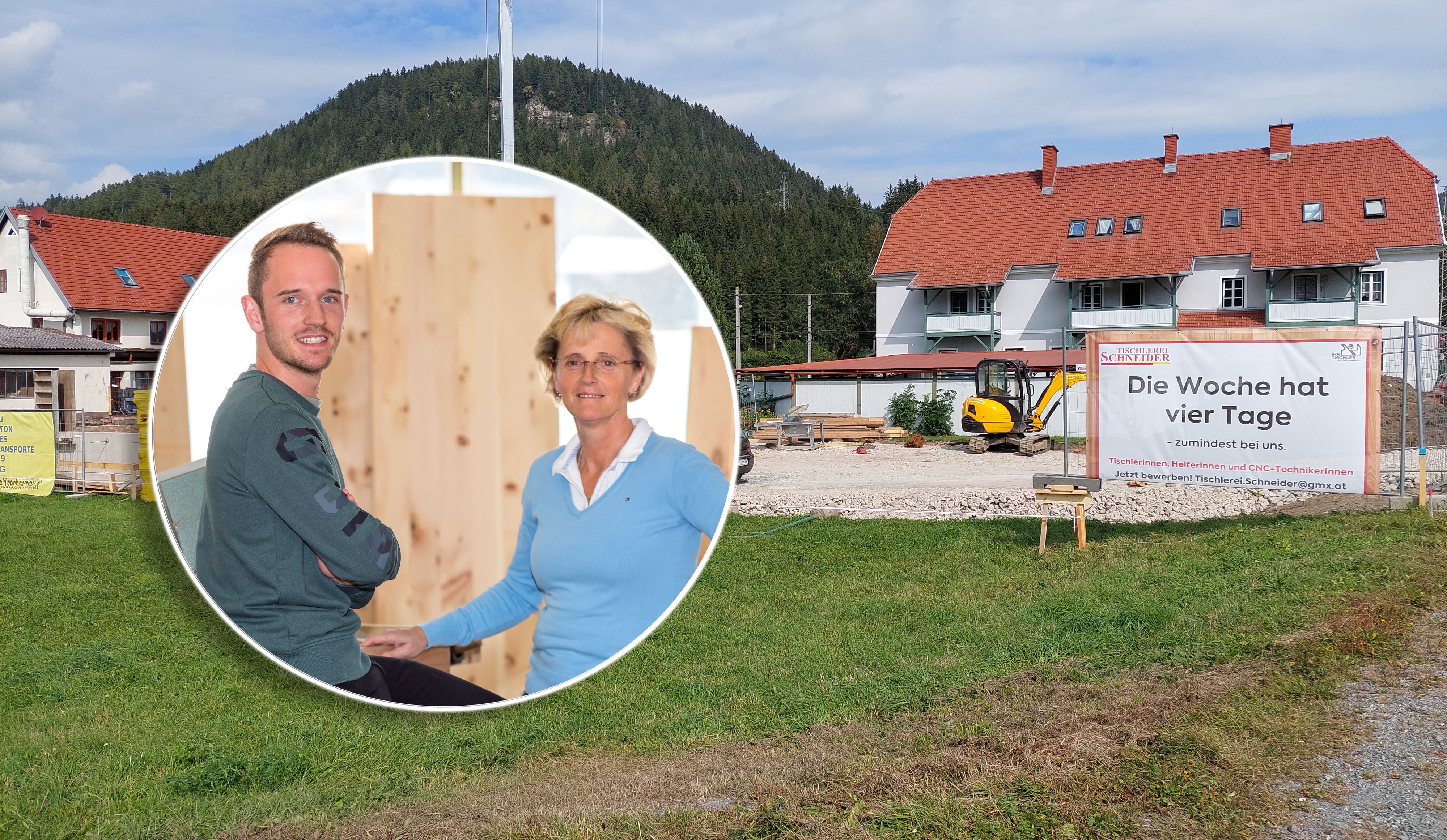 Mit diesem Schild wirbt der Tischler um neue Mitarbeiter und Mitarbeiterinnen.