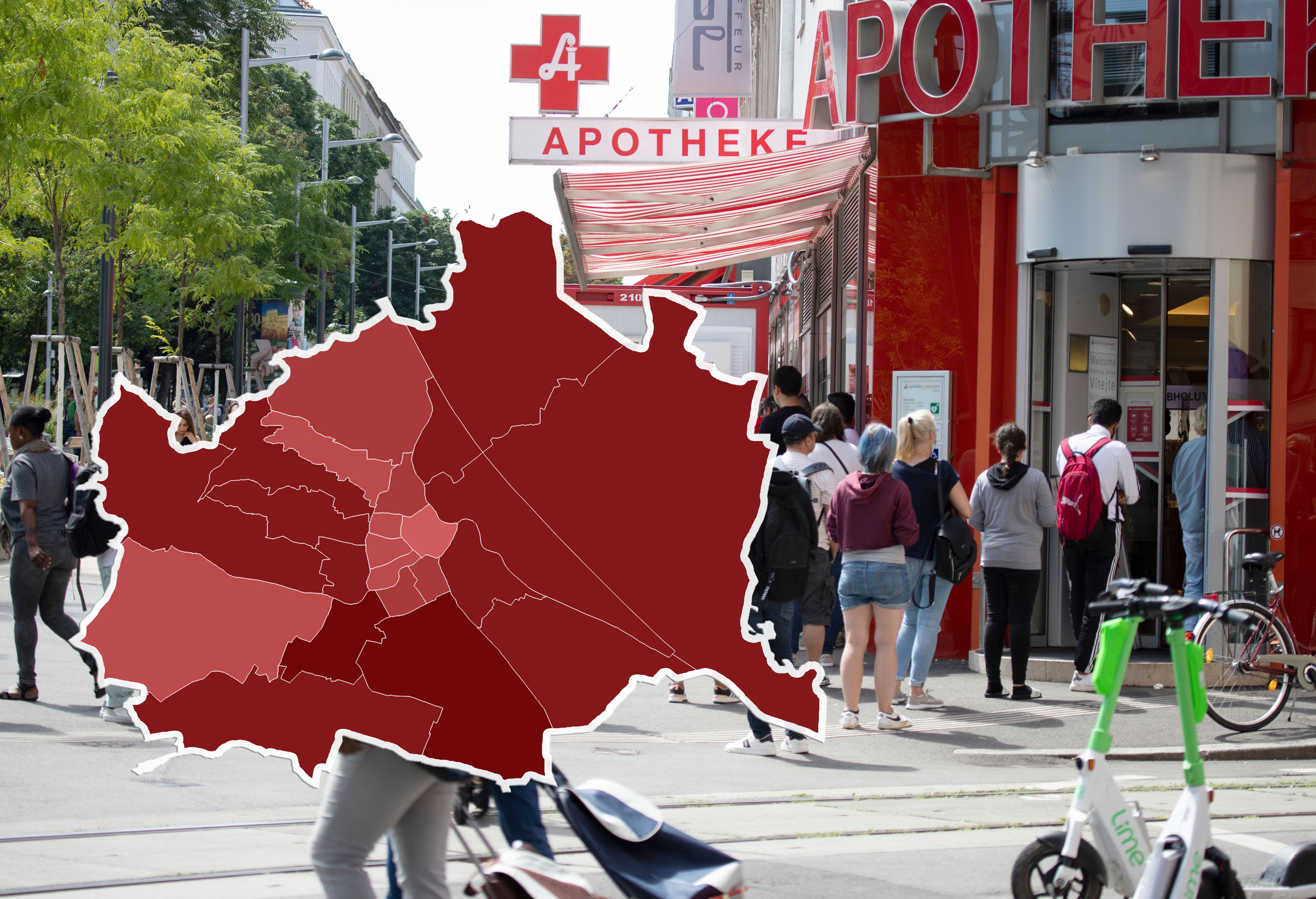 Favoriten und Meidling weisen die höchsten Fallzahlen Wiens auf.