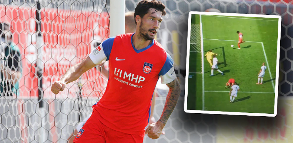 Heidenheim-Ticker Tim Kleindienst trifft aus drei Metern nicht. 