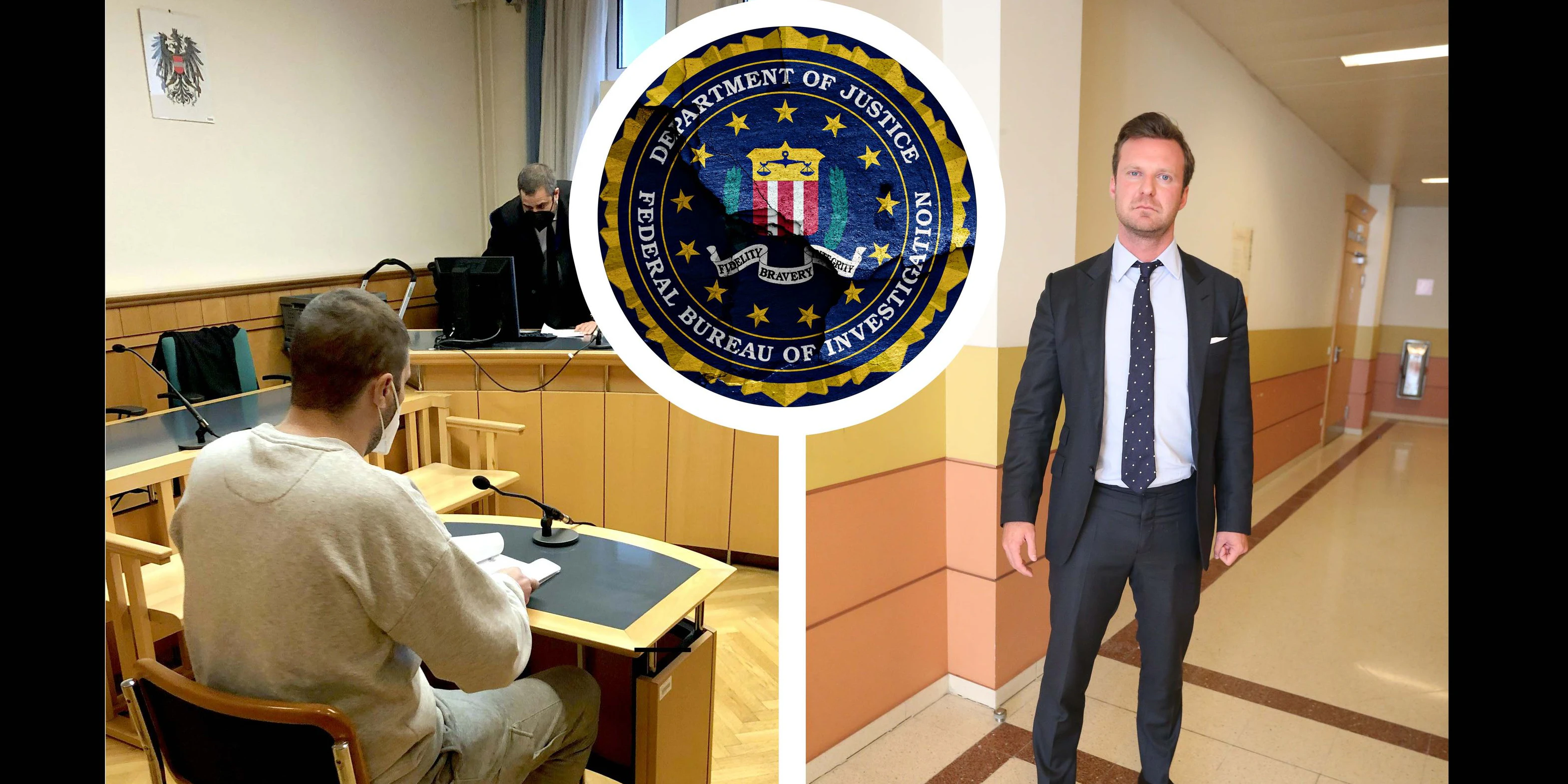 Der Angeklagte wurde vom FBI überführt, Anwalt Wolm verteidigte.