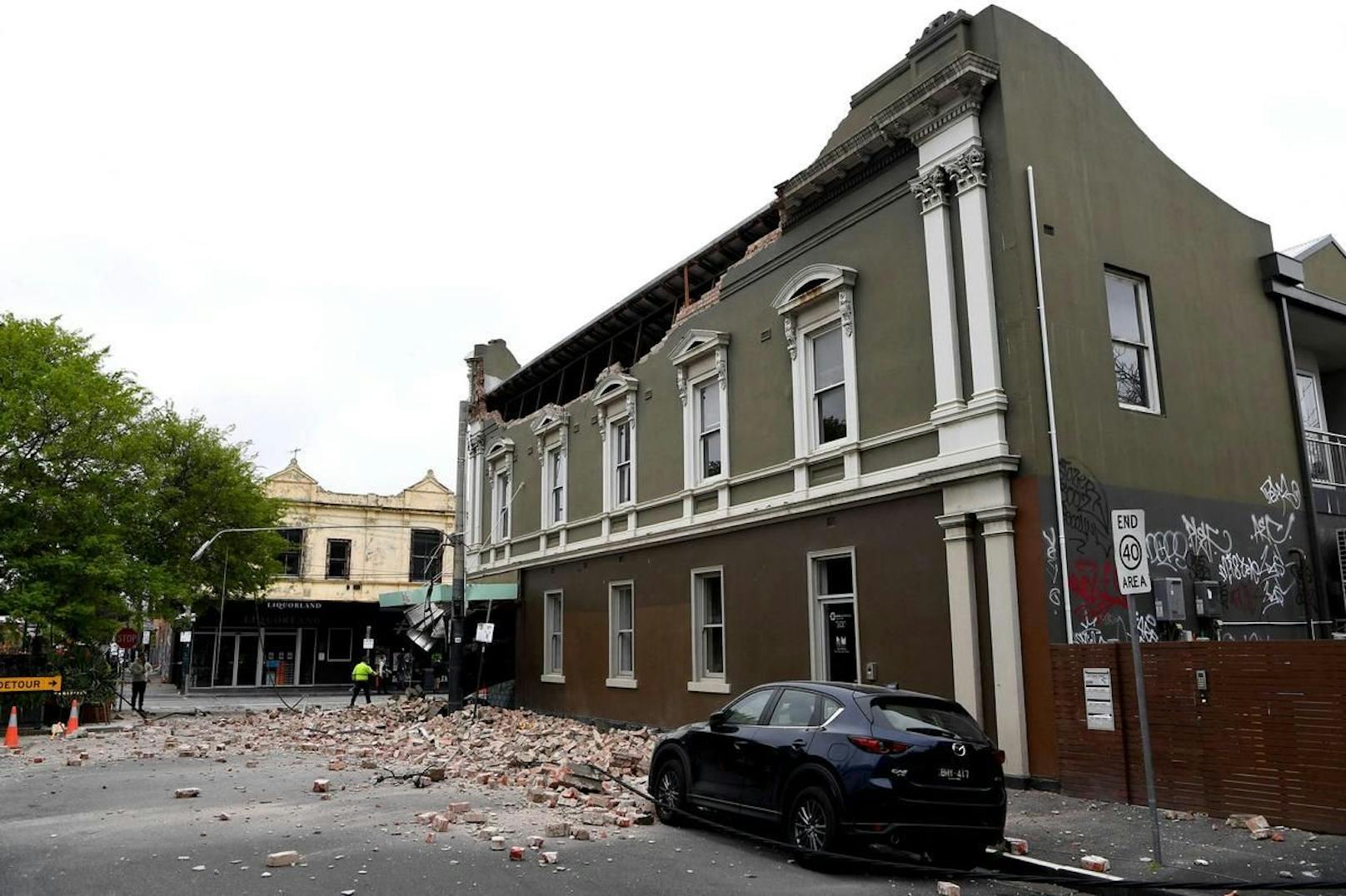 Dieses Haus in der Chapel Street wurde vom Erdbeben stark in Mitleidenschaft gezogen.