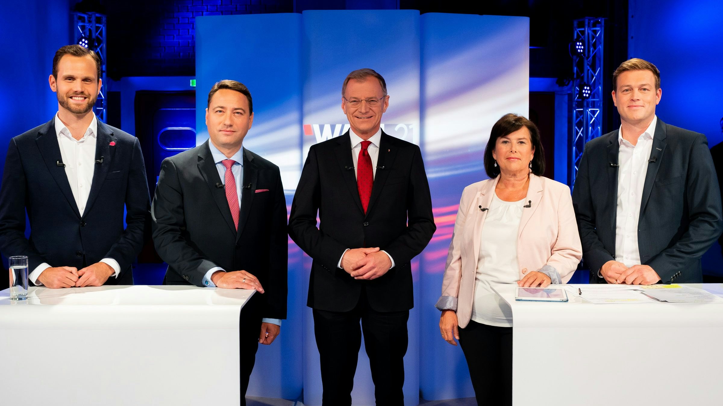 Die Spitzenkandidaten: Eypeltauer (v.li.), Haimbuchner, Stelzer, Gerstorfer, Kaineder