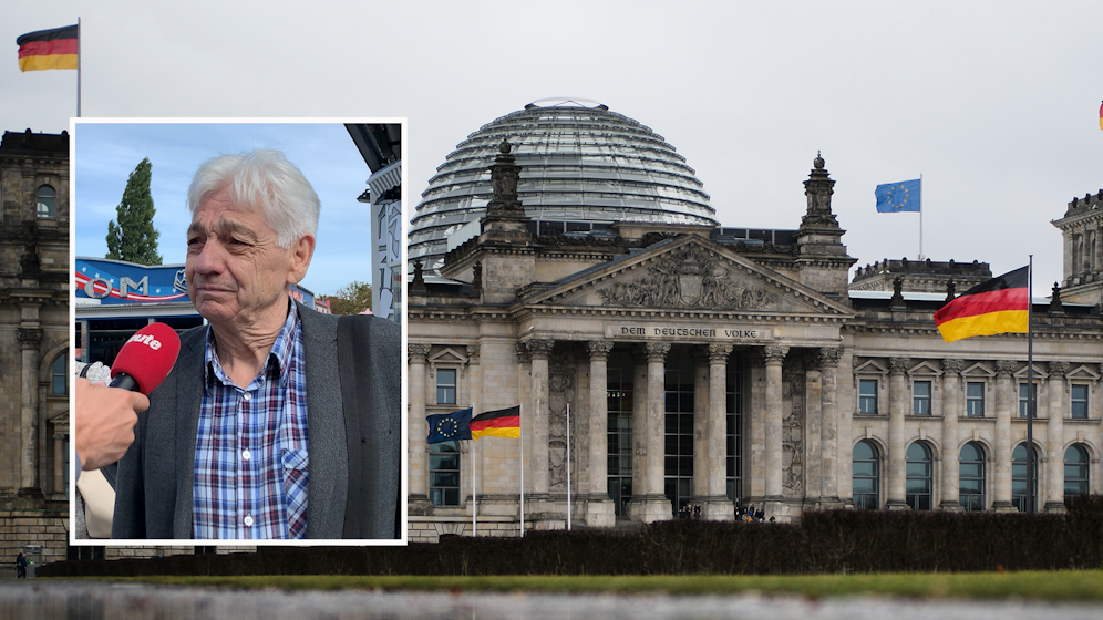 Helmut aus Heidelberg (Deutschland) blickt besorgt in die Zukunft seines Landes.