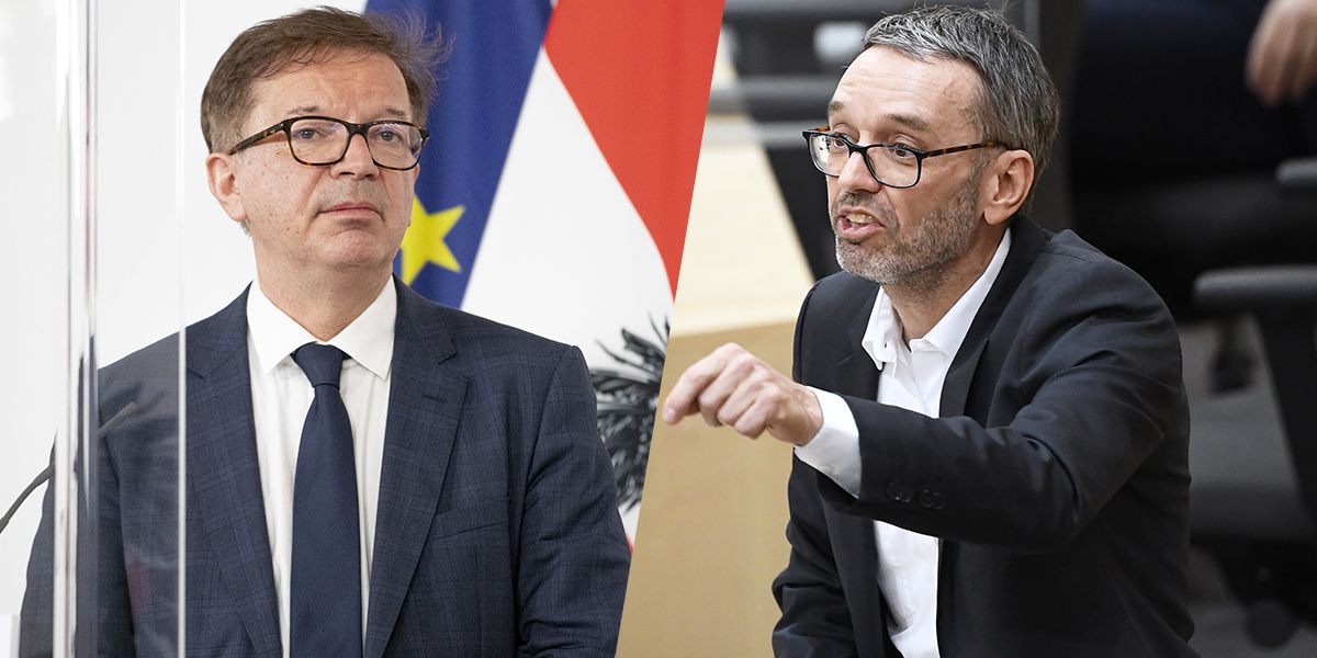 Download von www.picturedesk.com am 25.09.2021 (09:05).  ABD0036_20210113 - WIEN - ÖSTERREICH: FPÖ-Klubchef Herbert Kickl (R.) und Gesundheitsminister Rudolf Anschober im Rahmen einer Sondersitzung des Nationalrates auf Antrag der SPÖ am Mittwoch, 13. Jänner 2021, im Parlamentsausweichquartier in der Wiener Hofburg. - FOTO: APA/ROBERT JAEGER - 20210113_PD2461 - Rechteinfo: Rights Managed (RM)