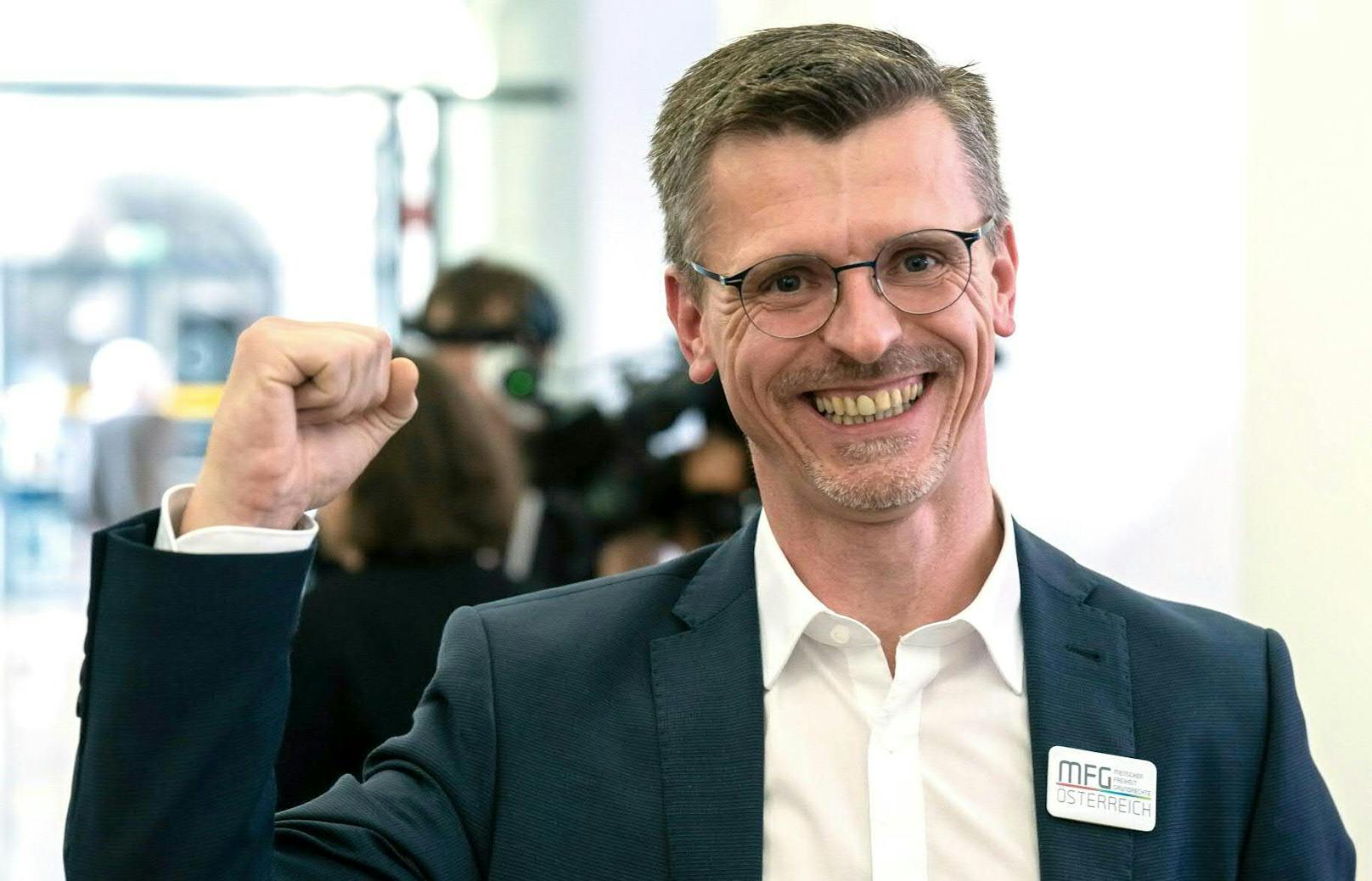 Joachim Aigner, Spitzenkandidat der Partei MFG, ist der große Gewinner.
