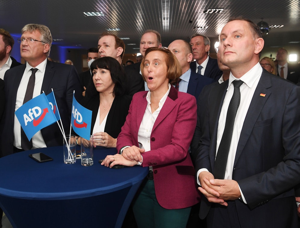 Beatrix von Storch, Spitzenkandidatin in Berlin, kann das Ergebnis kaum fassen.&nbsp;