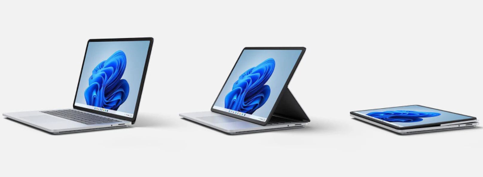 Auf diese drei Arten kann der Bildschirm des Surface Laptop Studios eingerastet werden.