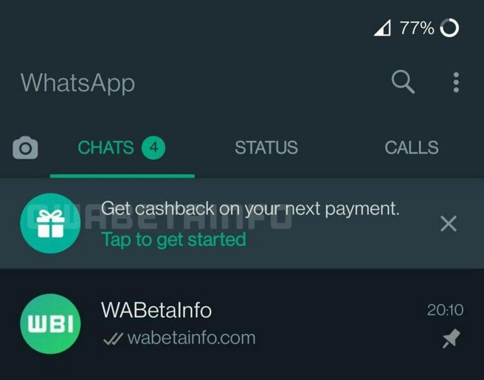 Denn in der Betaversion von WhatsApp findet sich eine neue Cashback-Funktion.