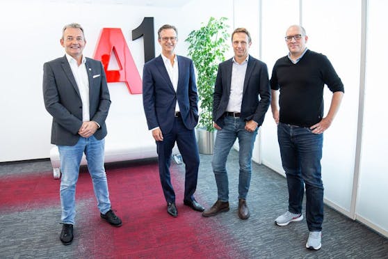 Marcus Grausam, CEO A1 Österreich, Ernst Jan van Rooijen, CFO CANAL+ Luxembourg (M7 Group), Hans Troelstra, CEO CANAL+ Luxembourg (M7 Group), Matthias Lorenz, Senior Director, Transformation, Market & Corporate Functions, A1 Österreich.