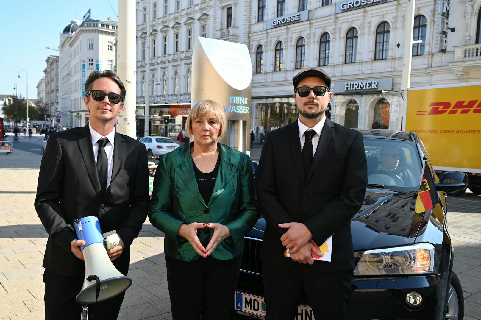 Angela Merkel mit der Band "Neovolt"