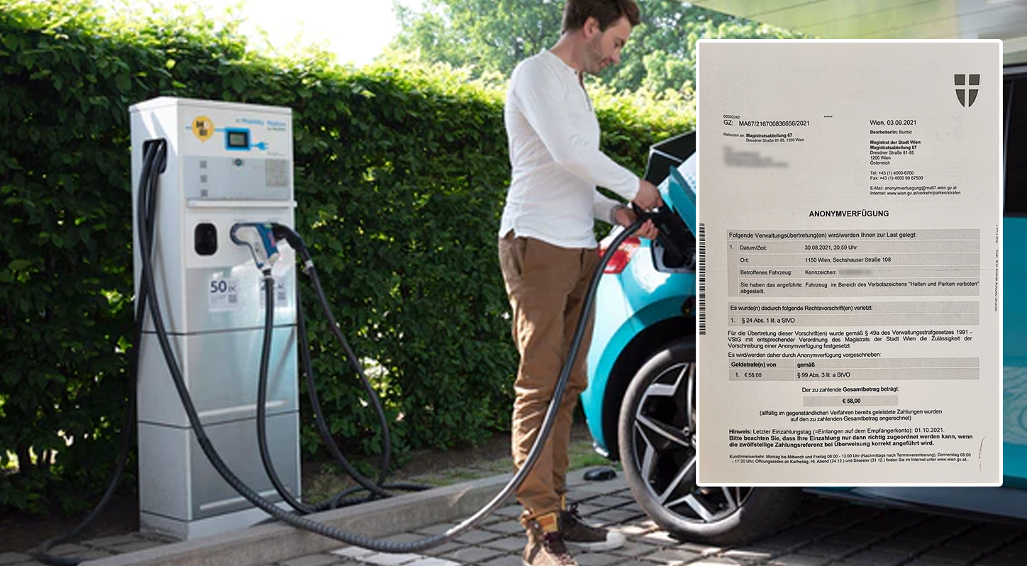 Weil ein Wiener sein E-Auto auflud, wird er nun zur Kasse gebeten.