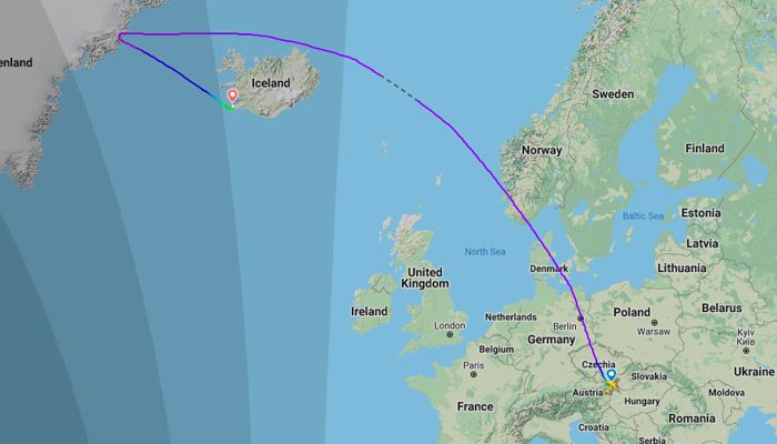 Die - kuriose - Flugroute des AUA-Fliegers.