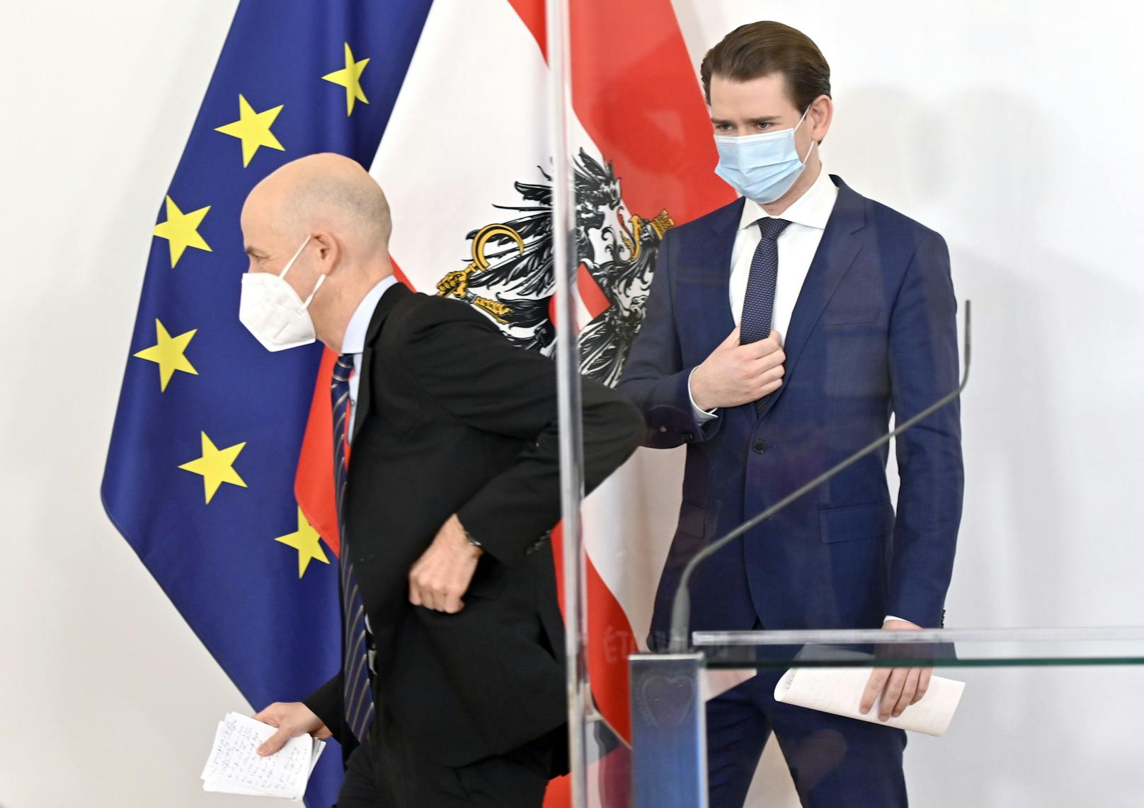 Bundeskanzler Sebastian Kurz stürzt ab, Arbeitsminister Martin Kocher als Senkrechtstarter.