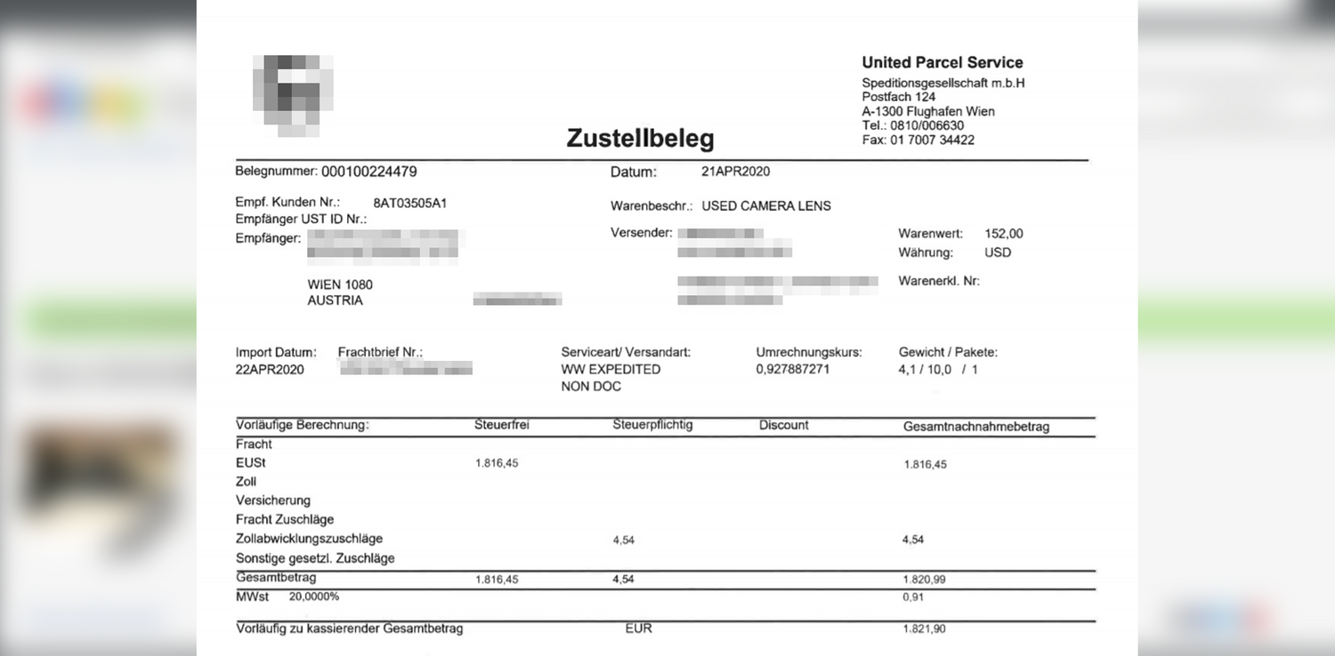 Wegen eines Tippfehlers wurde diesem Wiener über 1.000 € zu viel Zollgebühr verrechnet