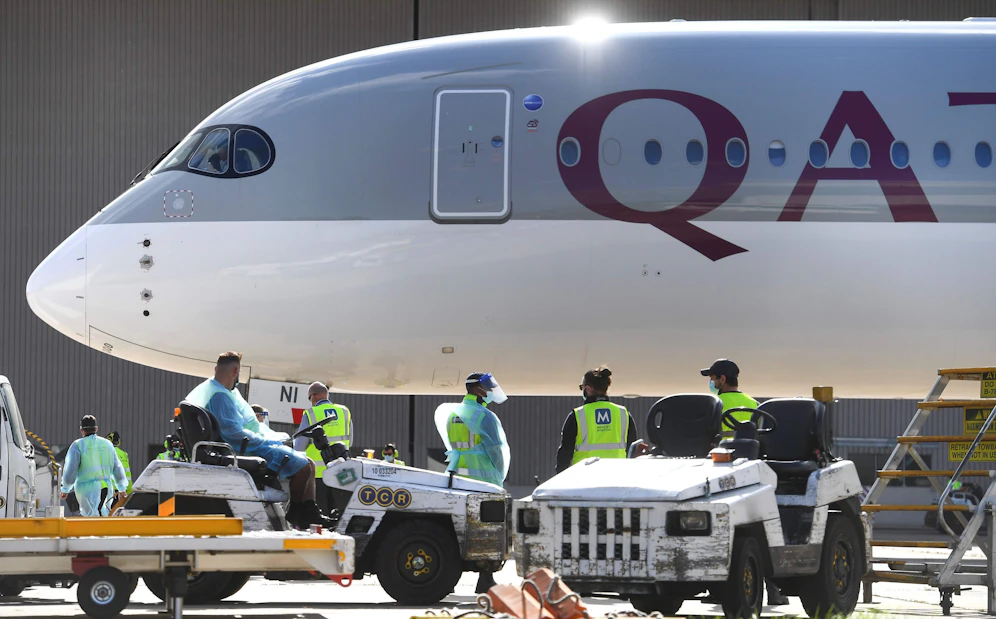 Ein Charter-Flieger brachte Tennis-Stars nach Australien. 