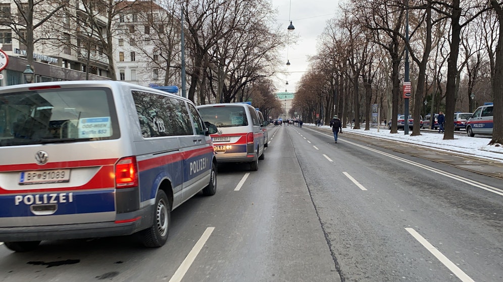 Polizeieinsatz während einer Anti-Corona-Demo im Winter 2020 in Wien. (Archivbild)