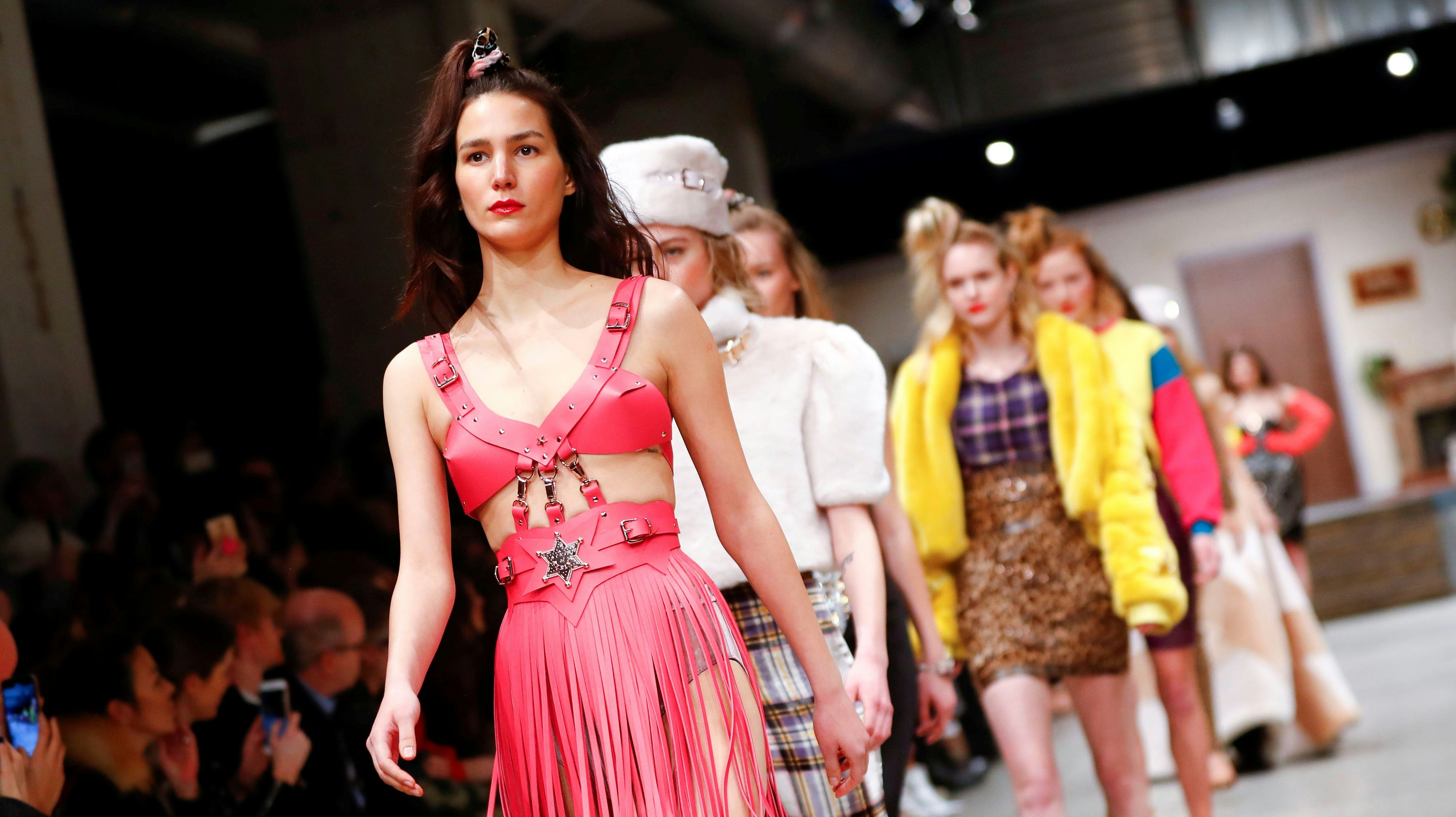 Models present creations by Marina Hoermanseder during the Berlin Fashion Week Autumn/Winter 2019/20 in Berlin, Germany, January 17, 2019. REUTERS/Fabrizio Bensch