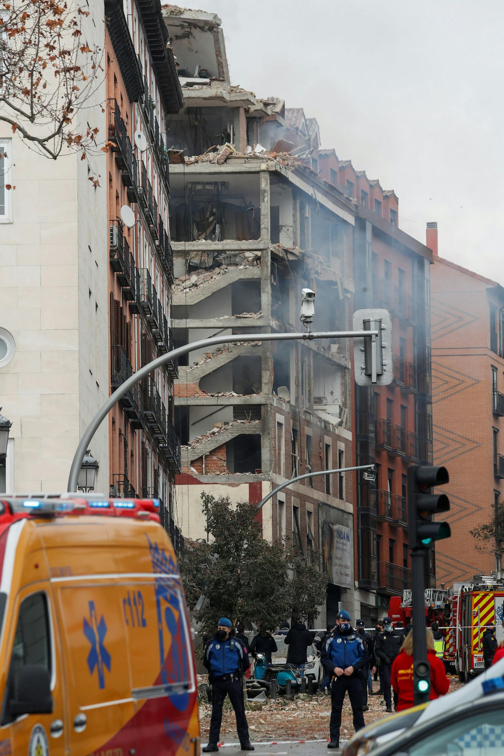 In Madrid ist es am 20. Jänner 2021 zu einer heftigen Explosion gekommen. Die Ursache ist noch nicht geklärt.