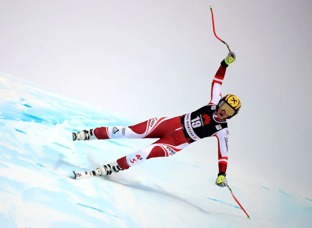 ÖSV-Star Nina Ortlieb kurz vor ihrem Crash.