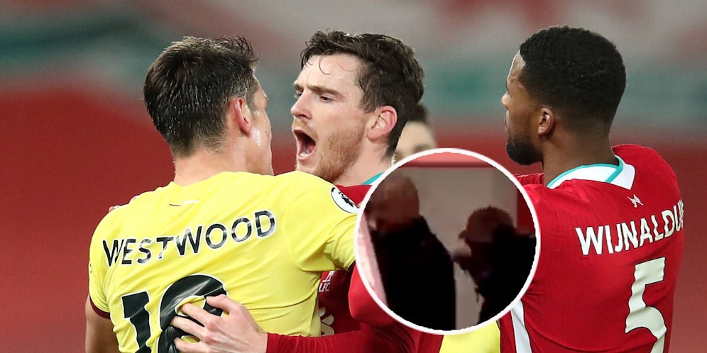 Klopp schreit Dyche an, Robertson geht auf Westwood los.