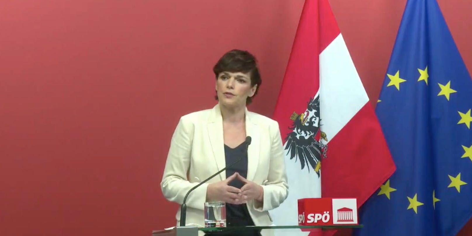 SPÖ-Chefin Pamela Rendi-Wagner im "roten Foyer" am 21. Jänner 2021