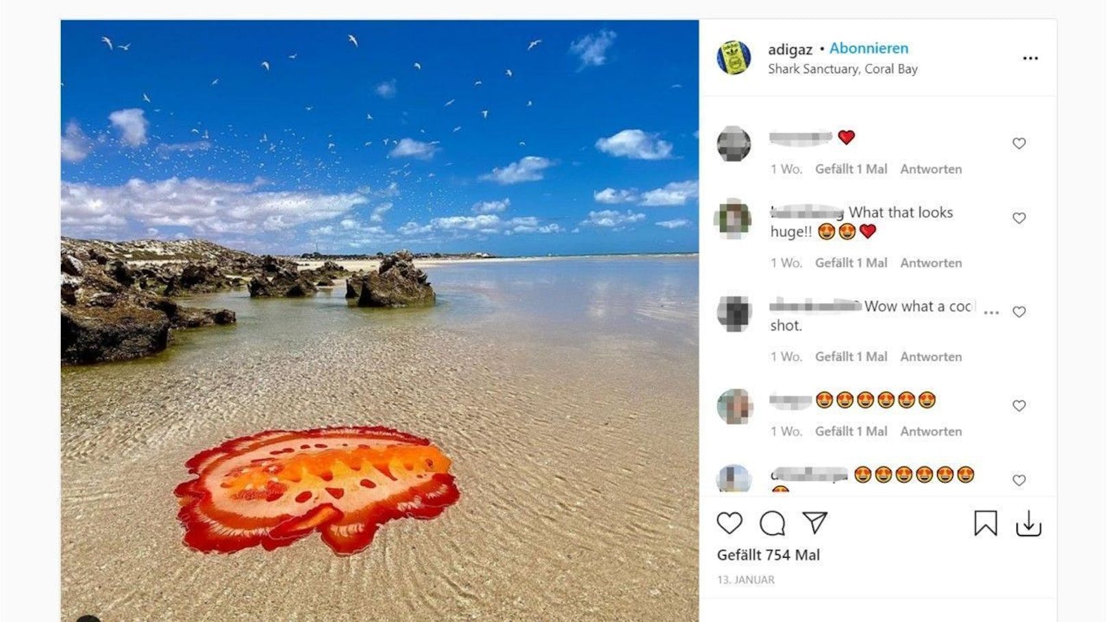 Auf Instagram fragen sich gerade alle, was es mit dem neuesten Strandfund bei Australien auf sich hat, der recht abstrakt wirkt.&nbsp;