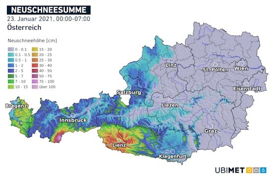 Neuschneemengen seit Mitternacht