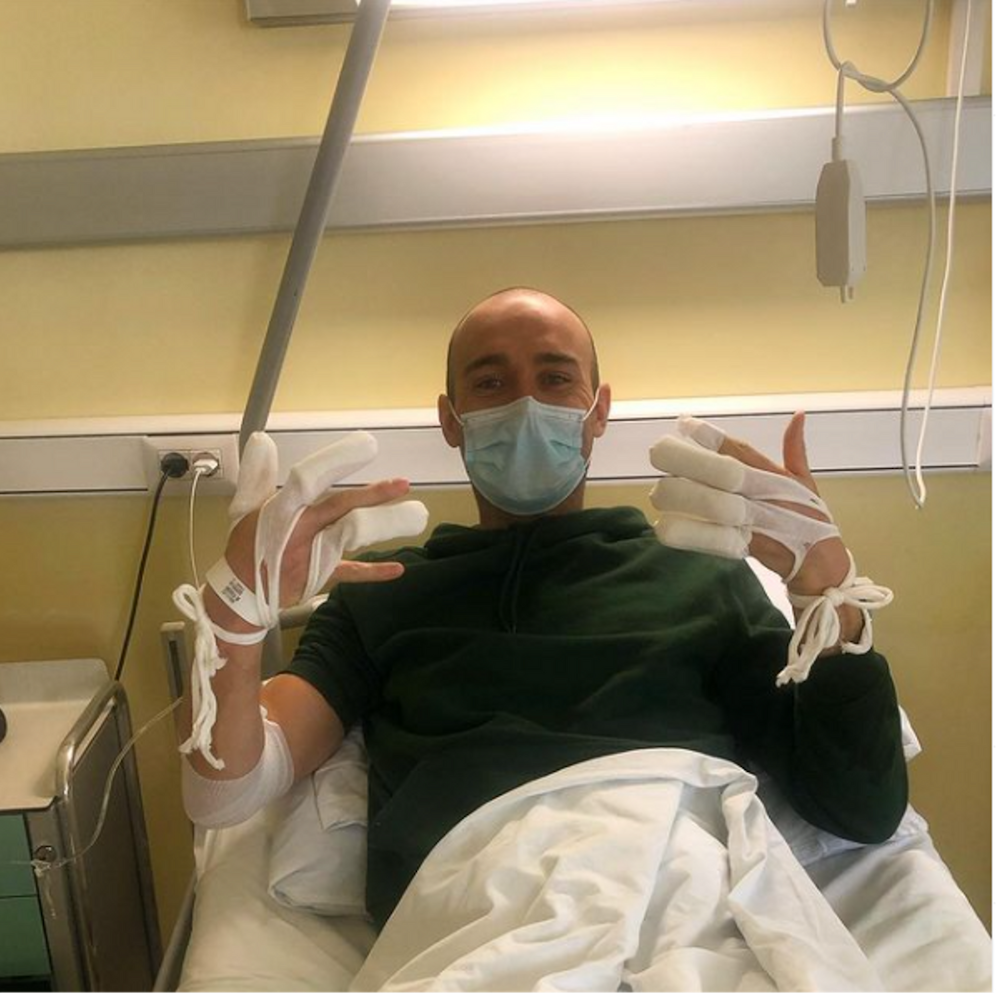 Läufer Andreas Nygaard mit seinen Verletzungen. 