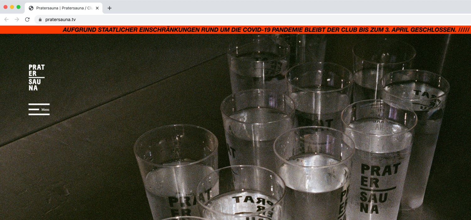 Screenshot der Pratersauna-Homepage
