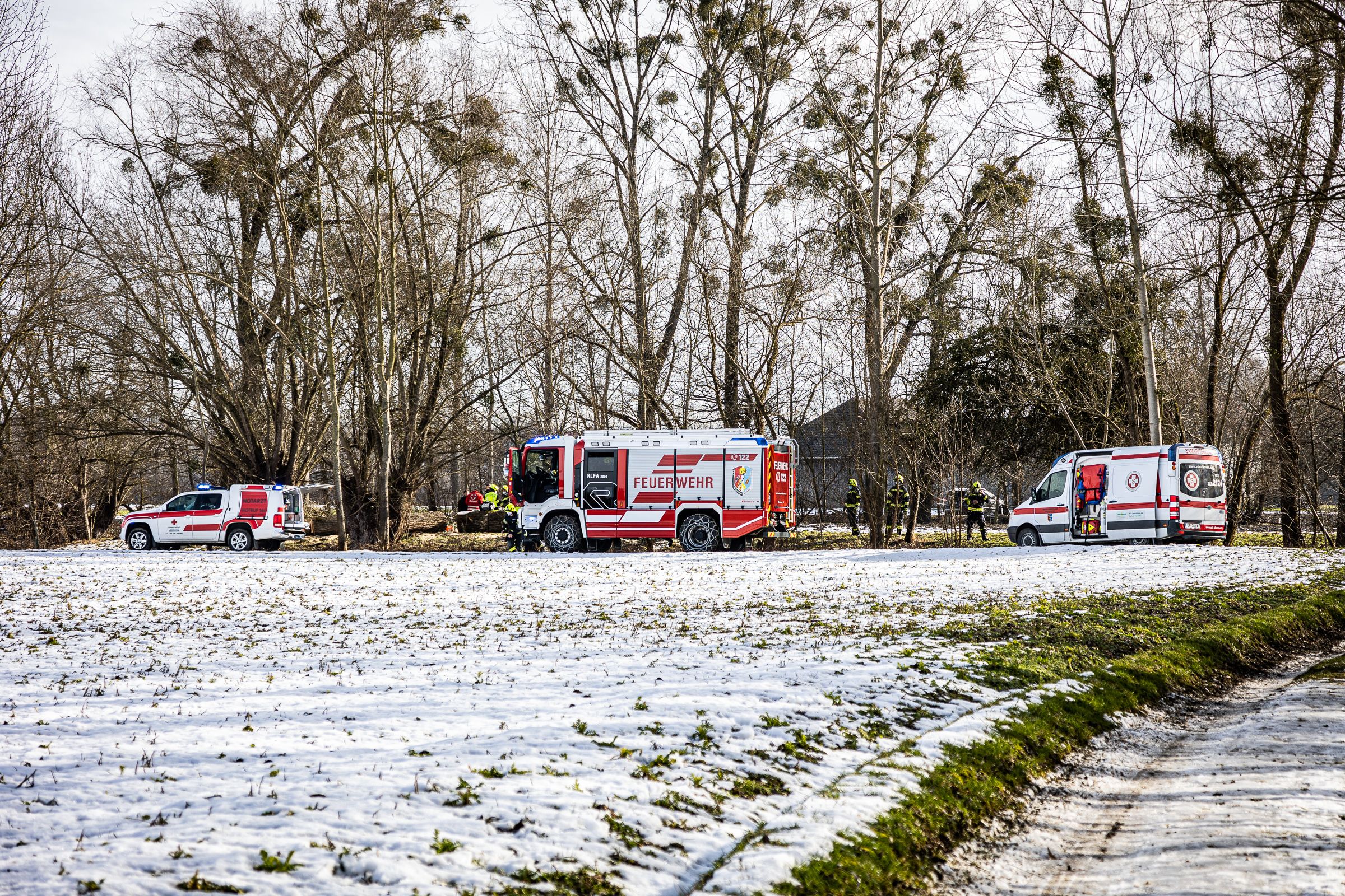 Der Einsatz in einem Waldstück bei Alkoven.
