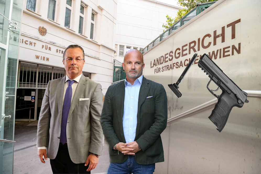 Die Anwälte Reichenbach (l.) und Rast vertreten im Luftdruck-Pistolen-Fall.